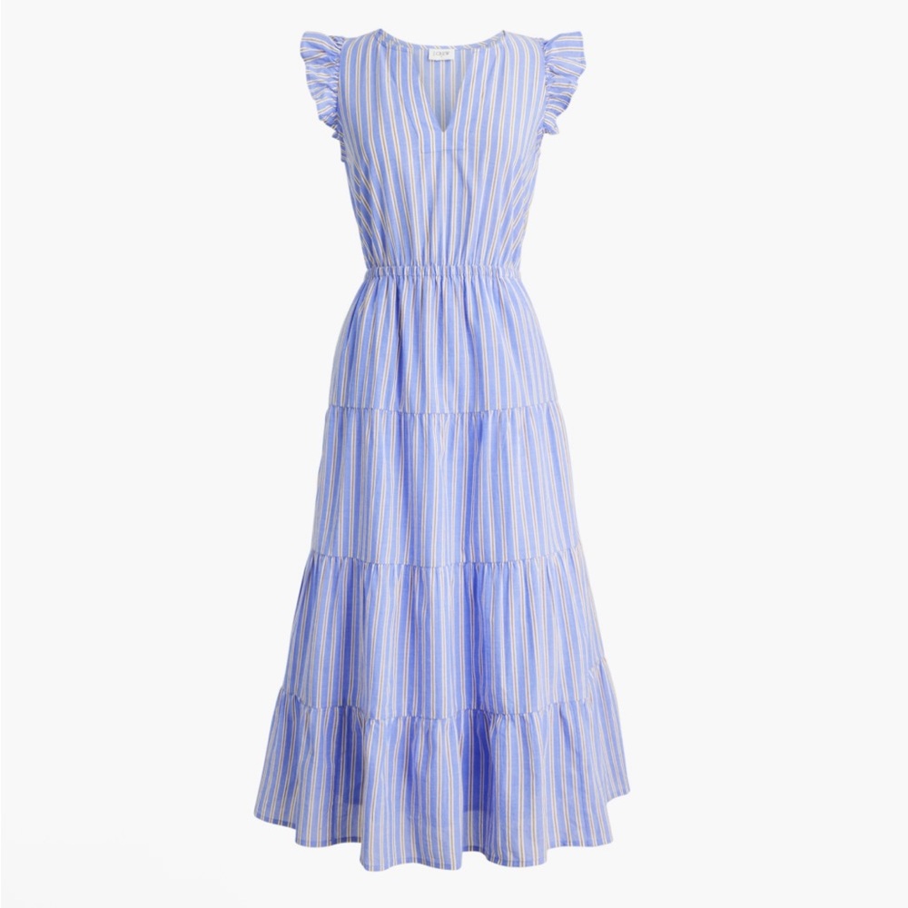 J. Crew Ruffle-sleeve Tiered midi dress size 4